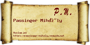 Passinger Mihály névjegykártya